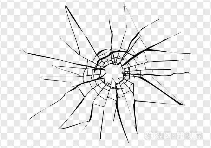 破碎的蓝色玻璃裂纹玻璃上的子弹痕迹. 你可以很容易地改变颜色或大小