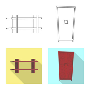 家具和公寓符号的矢量插图。一套家具和家庭矢量图标股票