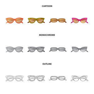 矢量设计的眼镜和太阳镜图标。用于 web 的眼镜和附件股票符号集