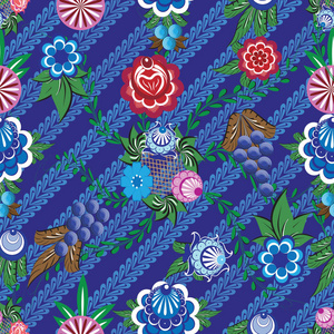 与民间俄罗斯图案的无缝背景是计算机图形，可用于印刷行业纺织品的各种设计项目