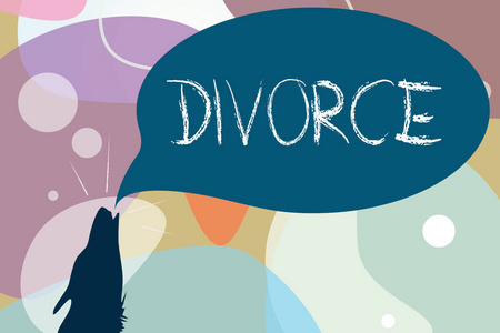 概念性的手写文字显示离婚。商业照片文本婚姻分离破裂分歧的法律消解