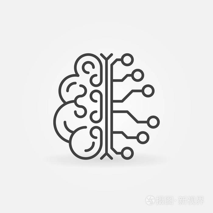 ai大脑简单矢量轮廓图标人工智能符号