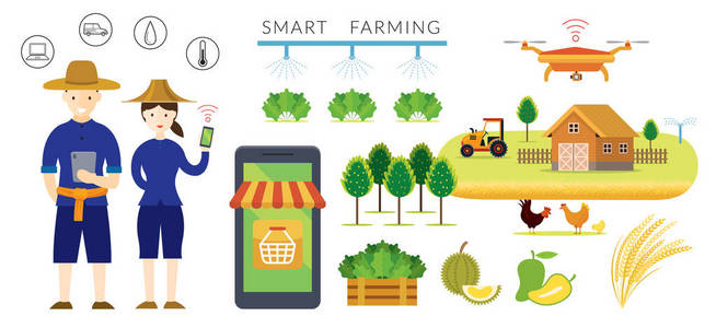 泰国智能农民和农业理念现代农业和物联网市场