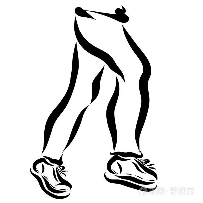 一个奔跑的孩子的腿被涂成黑色光滑的线条