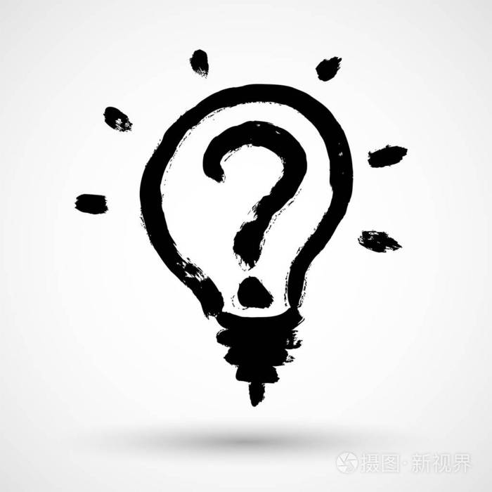 白色背景上隔离有问号的灯泡插画-正版商用图片13edox-摄图新视界