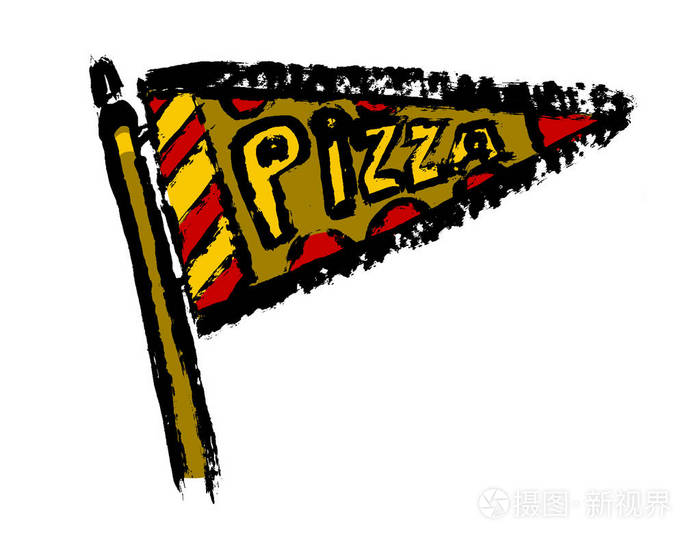 白色背景下分离的披萨切片标志