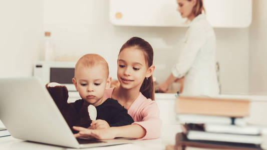 s Cooking Background. Family Holiday Leisure. Writing On The Lap