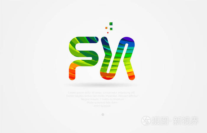 fxfx字母字母标志图标组合设计彩虹色