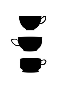 三个白色背景的深色咖啡杯