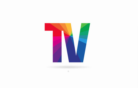 字母表字母tvv标志组合设计，彩虹颜色适合公司或企业