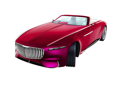 现代红色电动汽车敞篷车透视图3D渲染白色背景无阴影