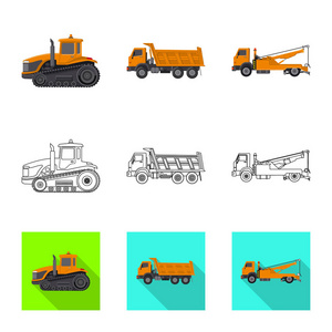 建筑和建筑标志的矢量插图。 一组建筑和机械库存矢量插图。