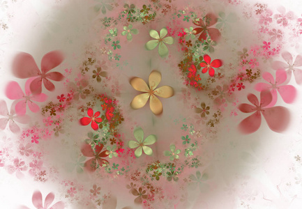 极简抽象的春花背景。 分形花卉抽象图案