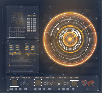 Hud。概念设计的 Hud。雷达简单向量。抽象明亮简单的技术向量背景。未来的图形用户界面。Hud ui