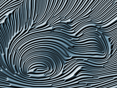 以自然形态几何为主题的蓝色浮雕基底浮雕图案三维渲染的构成——新