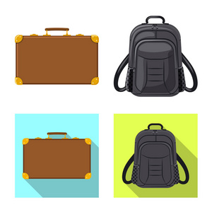 手提箱和行李标识的矢量插图。收集手提箱和旅行股票符号的网站