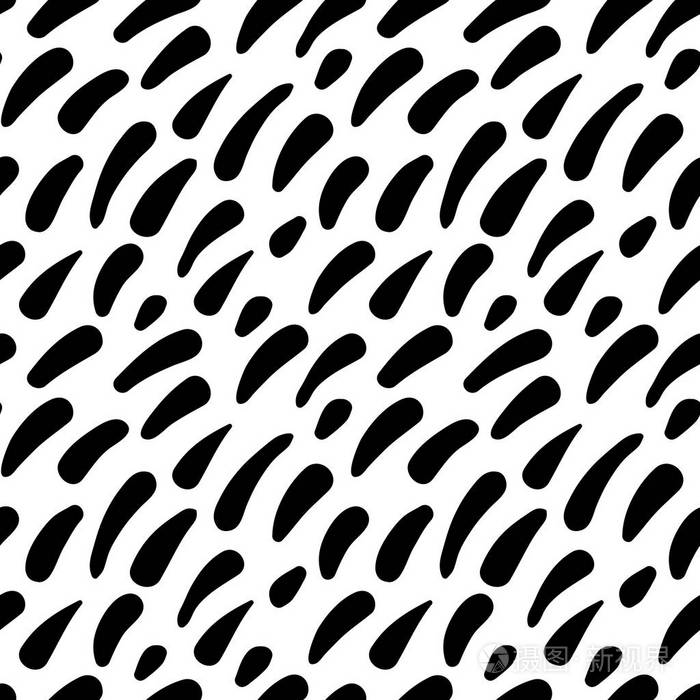 时尚矢量无缝图案与刷子笔画. 手绘抽象几何元素. 毛皮纹理.