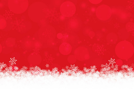 抽象的红色圣诞节背景，雪花和波克光为冬季和圣诞节概念