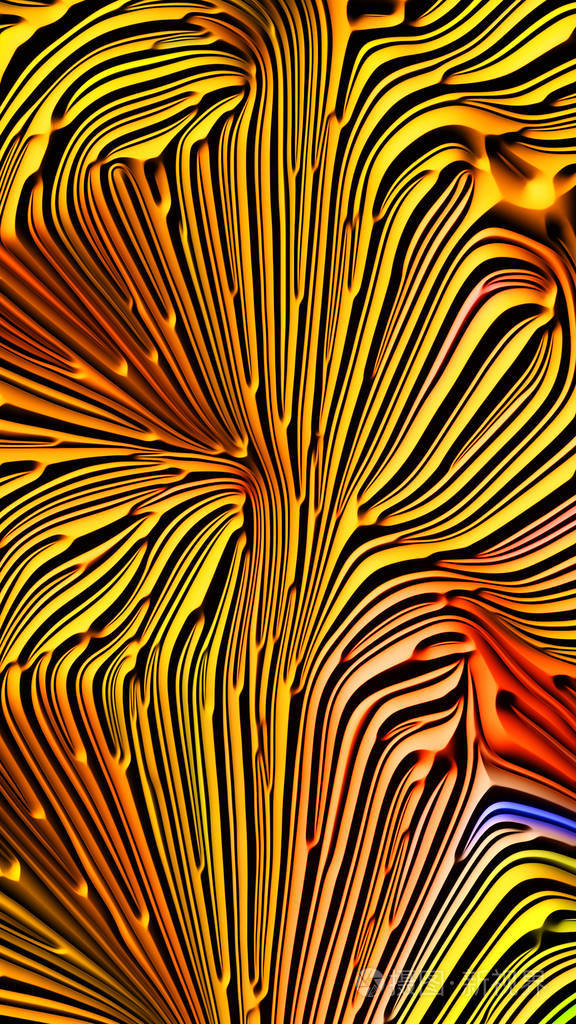 自然系列的曲线五彩浮雕基底浮雕图案三维渲染与自然形态几何主题的