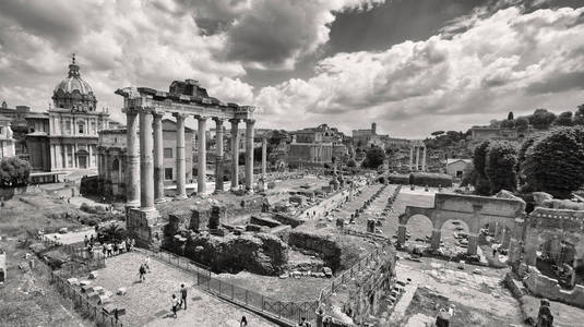 意大利罗马罗马论坛黑白照片