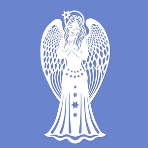 洗礼美丽美丽的蕾丝天使. 激光切割的模板.