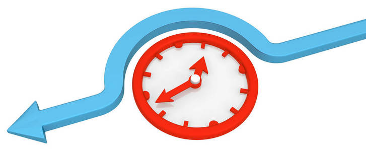 红色符号箭头时间旁路3图水平在白色隔离照片