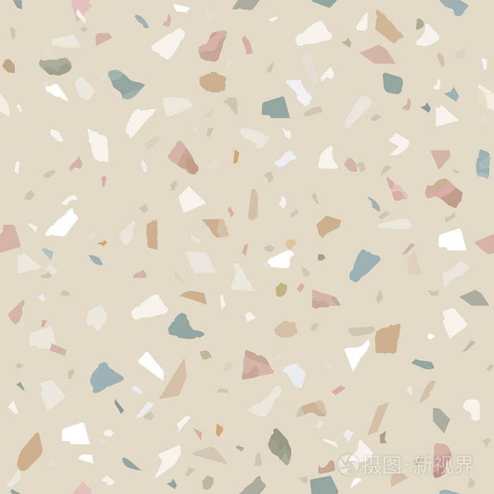 花岗岩石材水磨石地板纹理. 抽象背景无缝模式. 矢量图.