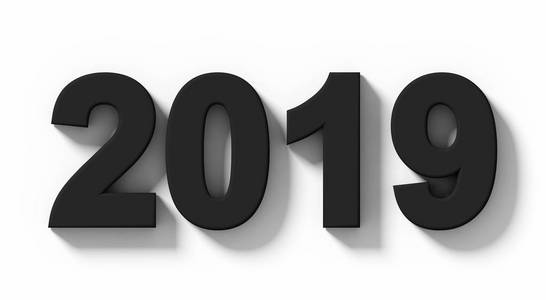 2019年黑色三维数字与阴影隔离白色正交投影三维渲染照片
