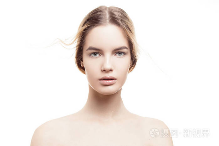 美女脸特写. 时尚模特绿色的眼睛