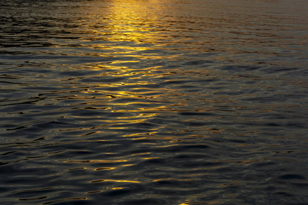 夕阳在海水上的金色倒影作为背景