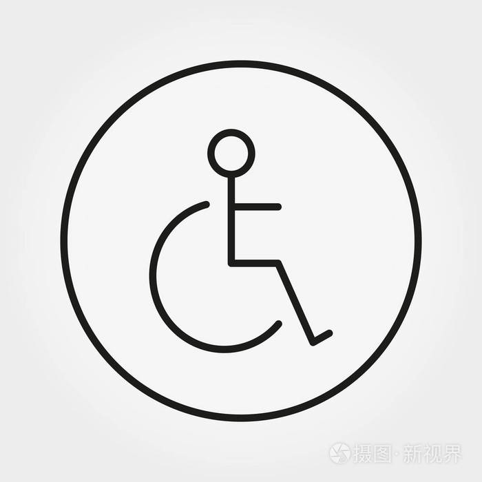轮椅残疾人图标轮椅标志上的人类网络和移动应用程序的通用图标白色