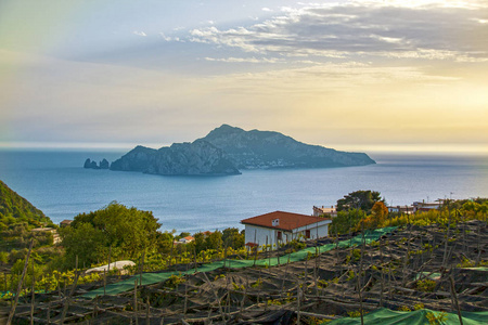 s peninsula and gulf, with island of Capri Naples, Italy