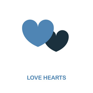 爱心图标在两个颜色的设计。简单的元素插图。爱之心创意图标从蜜月收藏。用于网页设计应用程序软件和打印