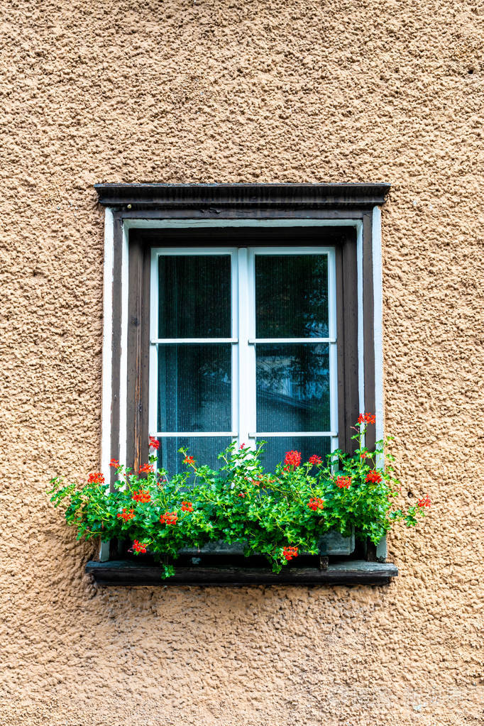 墙上美丽而复古的窗户