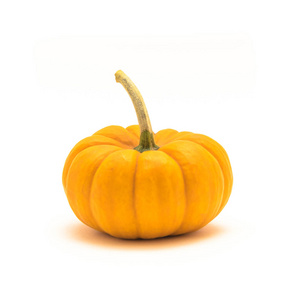 工作室拍摄了一个生的迷你南瓜与茎隔离在白色背景.