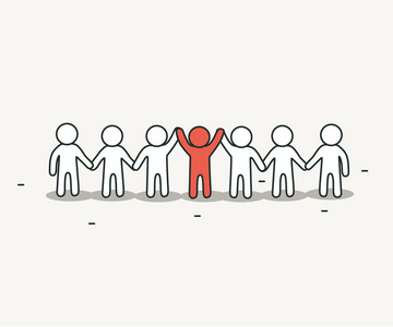 有创造力的领袖的小白人.创意理念和团队合作理念.