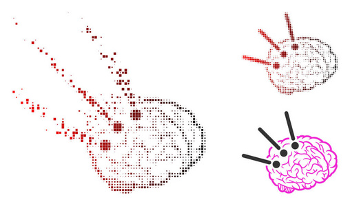 分散的点半色调大脑操作图标