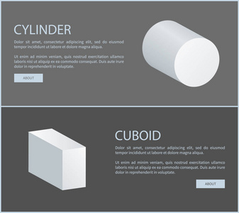 圆柱形和长方体白色几何形状集图片