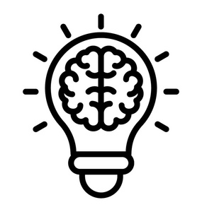 灯泡里面的大脑是创造性大脑的图标