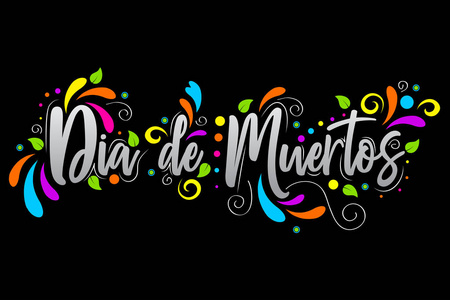 死日西班牙文字形孤立插图黑色背景假日海报照片