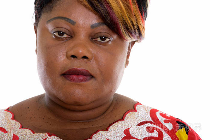 胖黑人非洲女人的特写