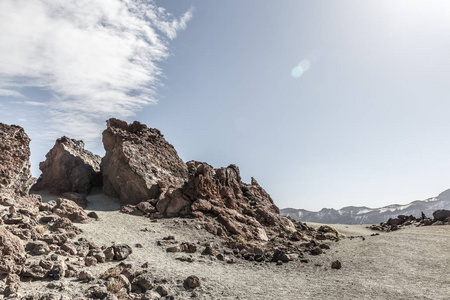 一组巨大的岩石在泰德国家公园，特内里费岛，加那利岛，西班牙