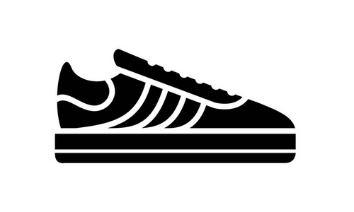 运动鞋跑鞋休闲简单的风格标志健身和运动运动鞋的矢量插图图标白色