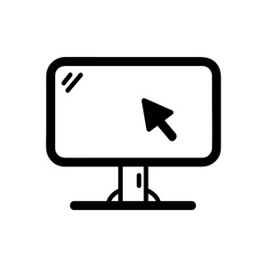 手绘涂鸦监视器图标. 手绘黑色素描. 符号符号. 装饰元素. 白色背景.