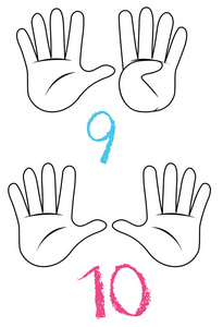 数字和手势插图