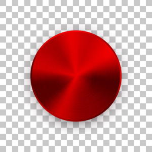 金属钢圈红色金属圆圈徽章空白按钮模板与金属纹理铬银钢和现实阴影和