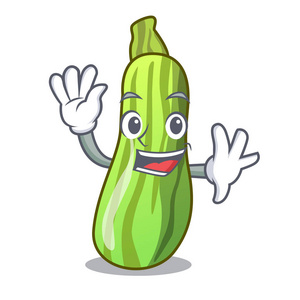 有机新鲜西葫芦挥舞新鲜有机西葫芦卡通碗矢量插图照片