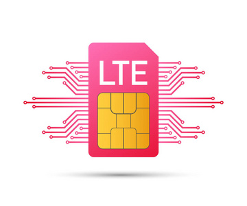 Lte Sim 卡. 移动通信技术符号。向量例证