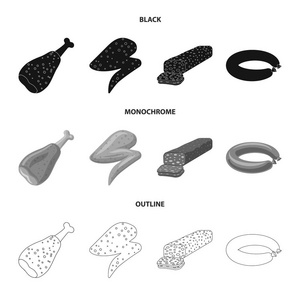 肉和火腿标志的向量例证。肉类和烹调股票的收集向量例证