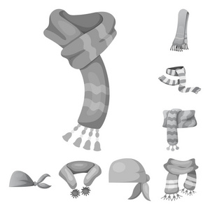 围巾和披肩符号的矢量插图。一套围巾和附件矢量图标股票